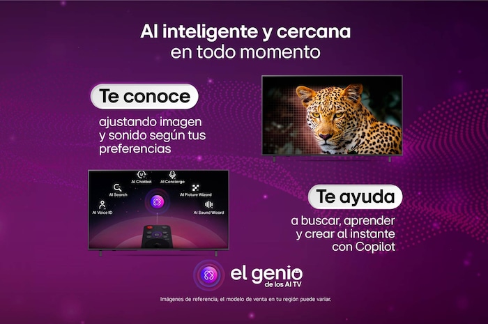 LG NANO 4K UHD AI NU85 permite la superampliación 4K con mapeo dinámico de tonos, mostrando un retrato en primer plano con flores mientras la IA refina cada marco para mejorar la textura de la piel, los detalles finos y el color natural hasta una resolución 4K.