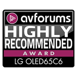 Insignia de Premio Altamente Recomendado de AVForums para el LG OLED evo AI C6.