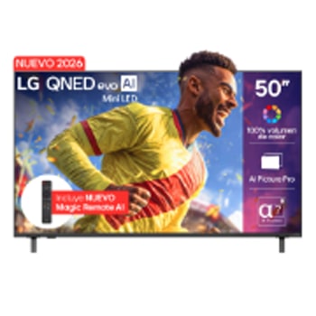Vista frontal de 50 inch LG QNED evo AI Mini LED QNED80 4K Smart TV 2026 50QNED80BSG