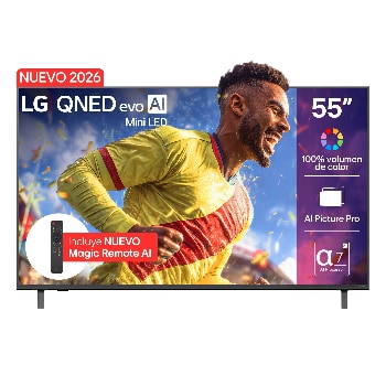 Vista frontal de 55 inch LG QNED evo AI Mini LED QNED80 4K Smart TV 2026 55QNED80BSG