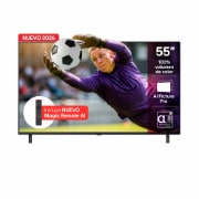 The front view of LG QNED evo AI QNED85 Mini LED, released in 2026, fills the screen with vivid, fluid bursts of multicolored, paint-like motion, as dense clouds of color blend seamlessly across the display.