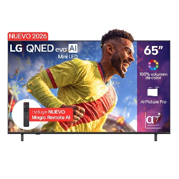 Vista frontal de 65 inch LG QNED evo AI Mini LED QNED80 4K Smart TV 2026 65QNED80BSG