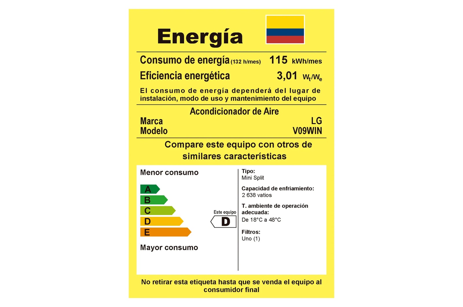 LG Aire Acondicionado LG Winner Dual Inverter 9.000 BTU - 220V, V09WIN