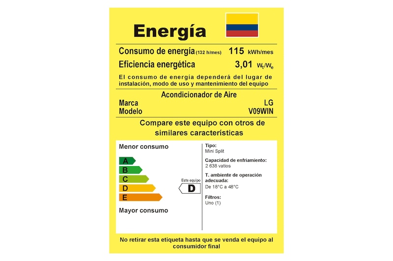 LG Aire Acondicionado LG Winner Dual Inverter 9.000 BTU - 220V, V09WIN