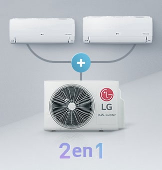 2 Unidades internas y 1 unidad externa que pueden ser combinadas