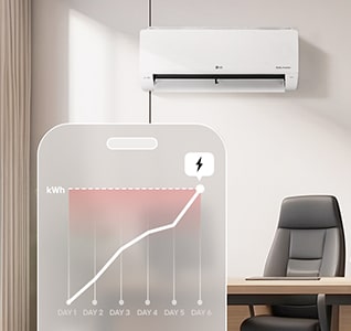 Imagen que muestra AI kW Manager con una app móvil que permite gestionar filtros y monitorear el consumo energético	