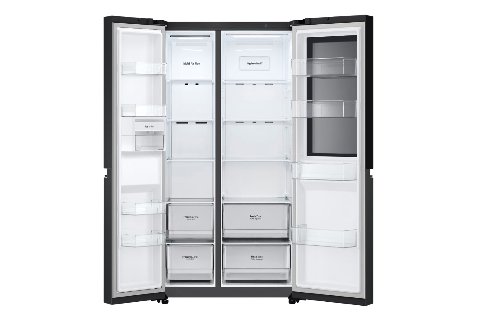 front view open door without food