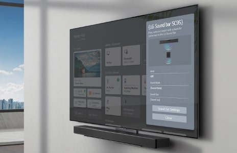 Una imagen de la barra de sonido LG en la que se aprecia la conectividad