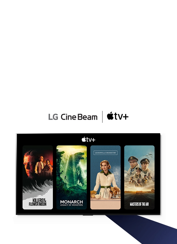 Une image d’une TV OLED LG. Les contenus Apple TV+ apparaissent à l’écran et le titre est « Obtenez 3 mois d’Apple TV+ gratuitement avec les LG Smart TV.