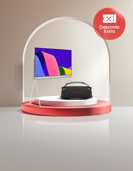 Exibição refinada de um sistema de TV e áudio para oferta exclusiva da LG.com.