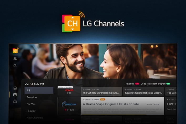 En LG TV visar LG Channels startskärm.