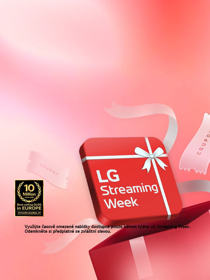 Na červeném poli je umístěn text „LG Streaming Week“.