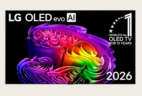 LG OLED evo plní obrazovku bohatě vrstvenými mnohobarevnými formami, zatímco se plynulé tvary a živé přechody barev na displeji dokonale propojují.	