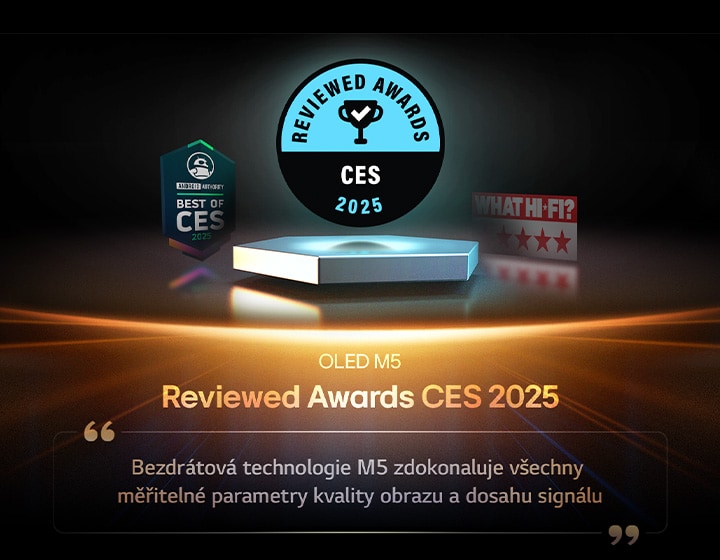 Ocenění pro OLED M5 od Reviewed. Výňatek z jejich recenze zní: Bezdrátová technologie M5 zdokonaluje všechny měřitelné parametry kvality obrazu a dosahu signálu.