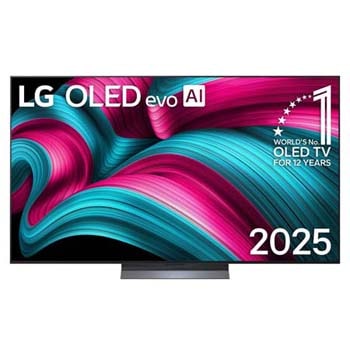 Čelní pohled na 65" LG OLED evo AI C5 4K Smart TV 2025 OLED65C56LB