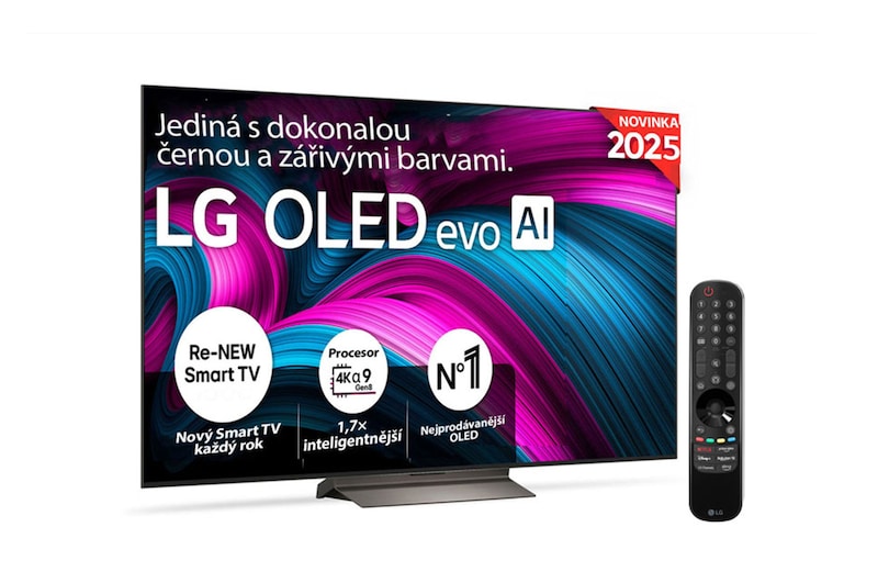 Čelní pohled na 55" LG OLED evo AI C5 4K Smart TV 2025 OLED55C5ELB