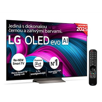 Čelní pohled na 55" LG OLED evo AI C5 4K Smart TV 2025 OLED55C5ELB