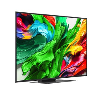Mírně natočený boční pohled zprava na LG QNED evo QNED85 TV