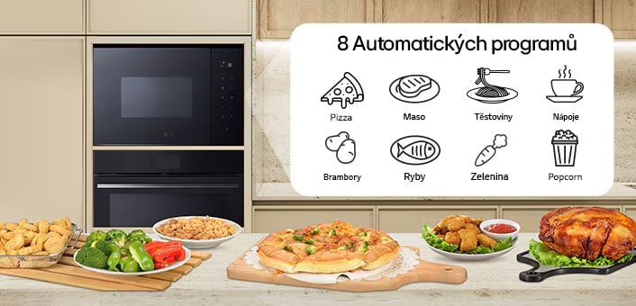 8 ikon potravin, které lze vařit pomocí funkce automatického vaření mikrovlnné trouby.
