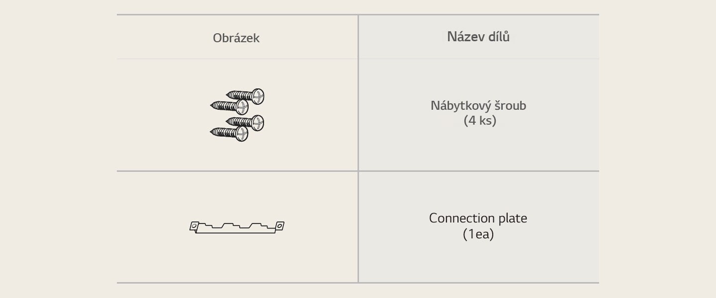 Šroub a spojovací deska příslušenství k mikrovlnné troubě.