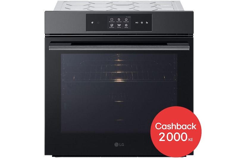 Čelní pohled na Vestavná parní trouba LG 76 l InstaView™, EasyClean™, Černá/šedá WSED7665B