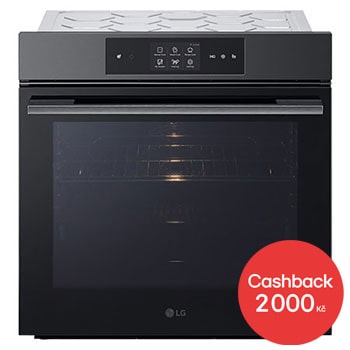 Čelní pohled na Vestavná parní trouba LG 76 l InstaView™, EasyClean™, Černá/šedá WSED7665B
