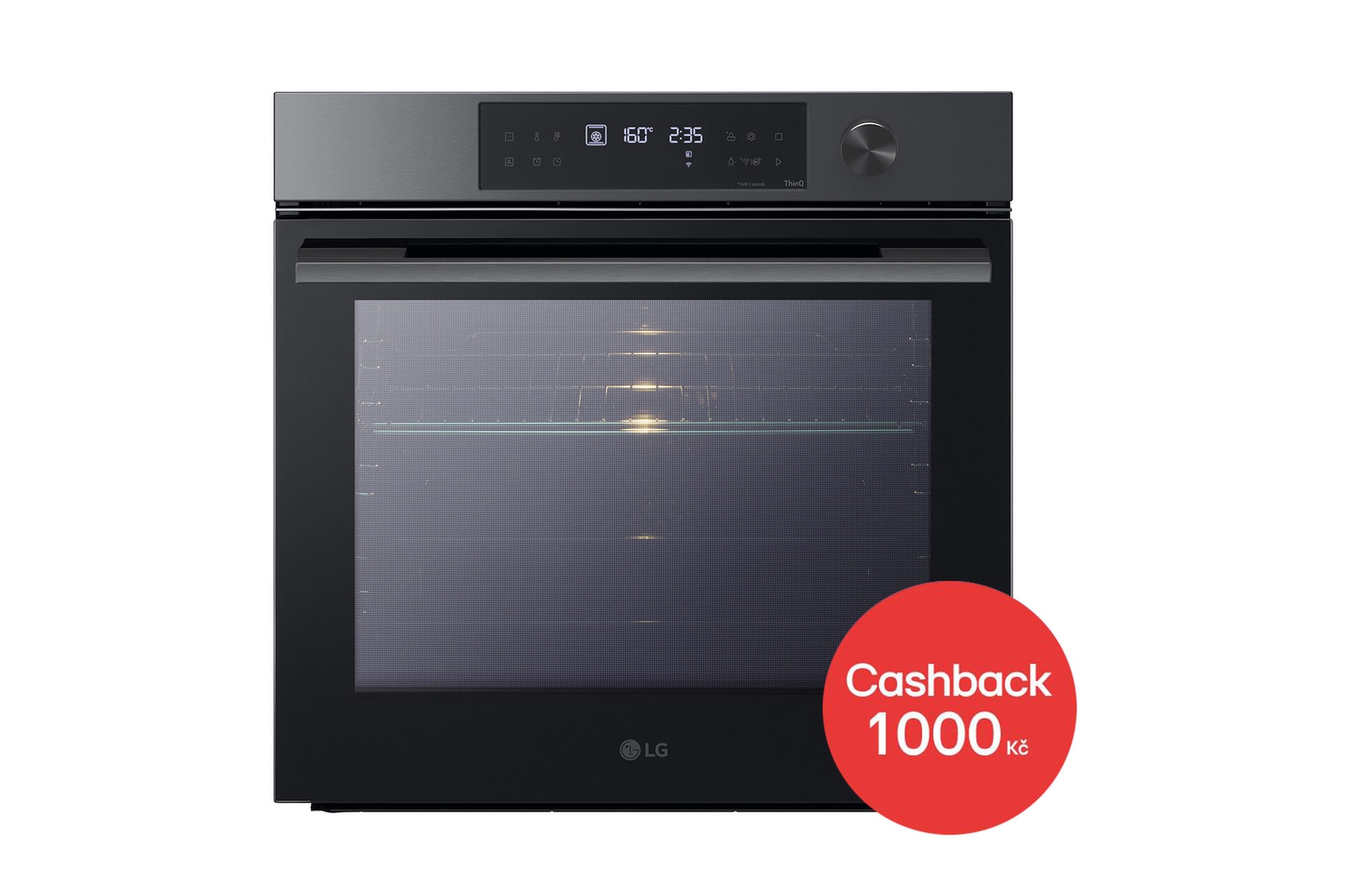 Čelní pohled na Vestavná trouba LG 76 l InstaView™, EasyClean™, Černá/šedá WS7D7631WB