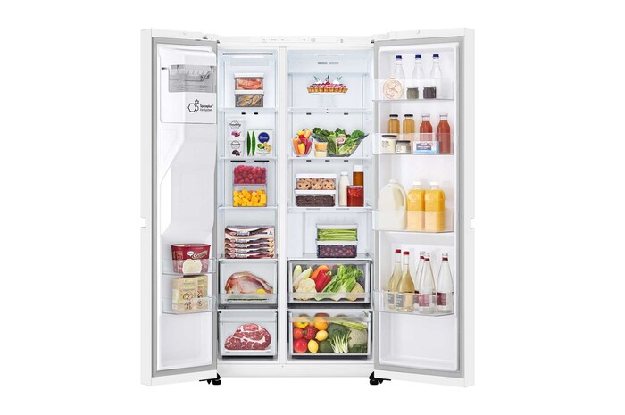 Front door open with food