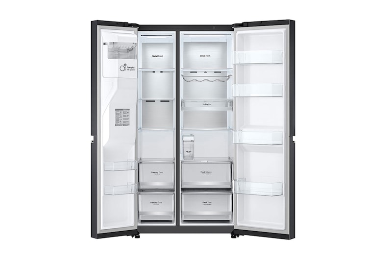 LG Americká chladnička LG | C | 628 l | DoorCooling+™ | UVnano™|Černá/šedá, GSLE91EVAC