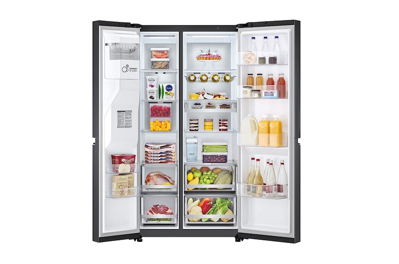 LG Americká chladnička LG | C | 628 l | DoorCooling+™ | UVnano™|Černá/šedá, GSLE91EVAC
