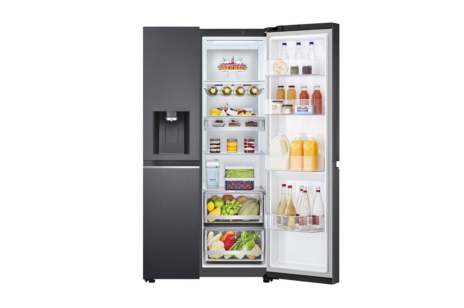 LG Americká chladnička LG | C | 628 l | DoorCooling+™ | UVnano™|Černá/šedá, GSLE91EVAC