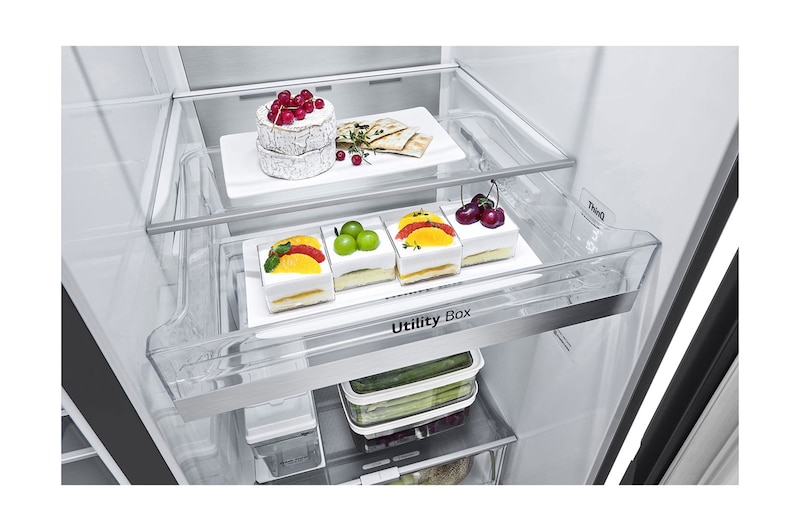 LG Americká chladnička LG | C | 628 l | DoorCooling+™ | UVnano™|Černá/šedá, GSLE91EVAC