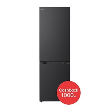 Čelní pohled na Kombinovaná chladnička LG | A | 333 l | Smart Invertorový kompresor | Černá/šedá GBBS312AEV
