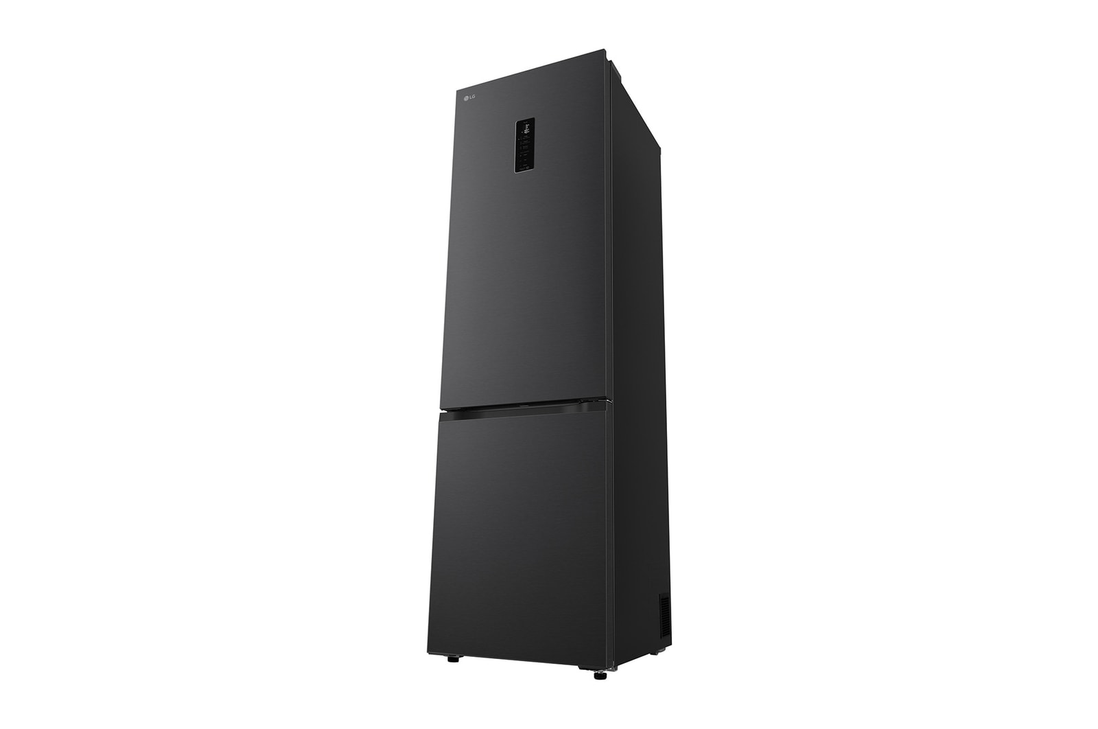 Čelní pohled na spodní mrazničku LG (gbbs726cpy) s vyobrazením designu exteriéru