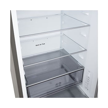 Přední pohled na chladničku s mrazničkou LG (gbbs726cpy) s ventilací DoorCooling+™