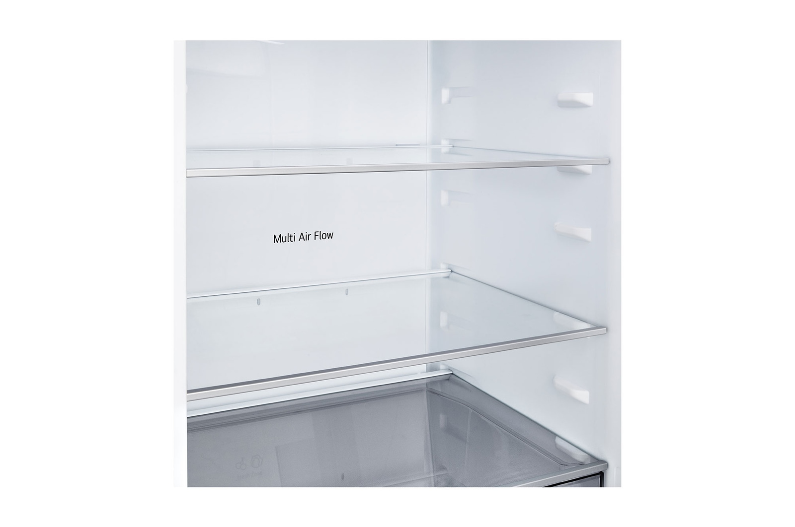 Přední pohled na chladničku s mrazničkou LG (gbbs726cpy) s ventilací DoorCooling+™