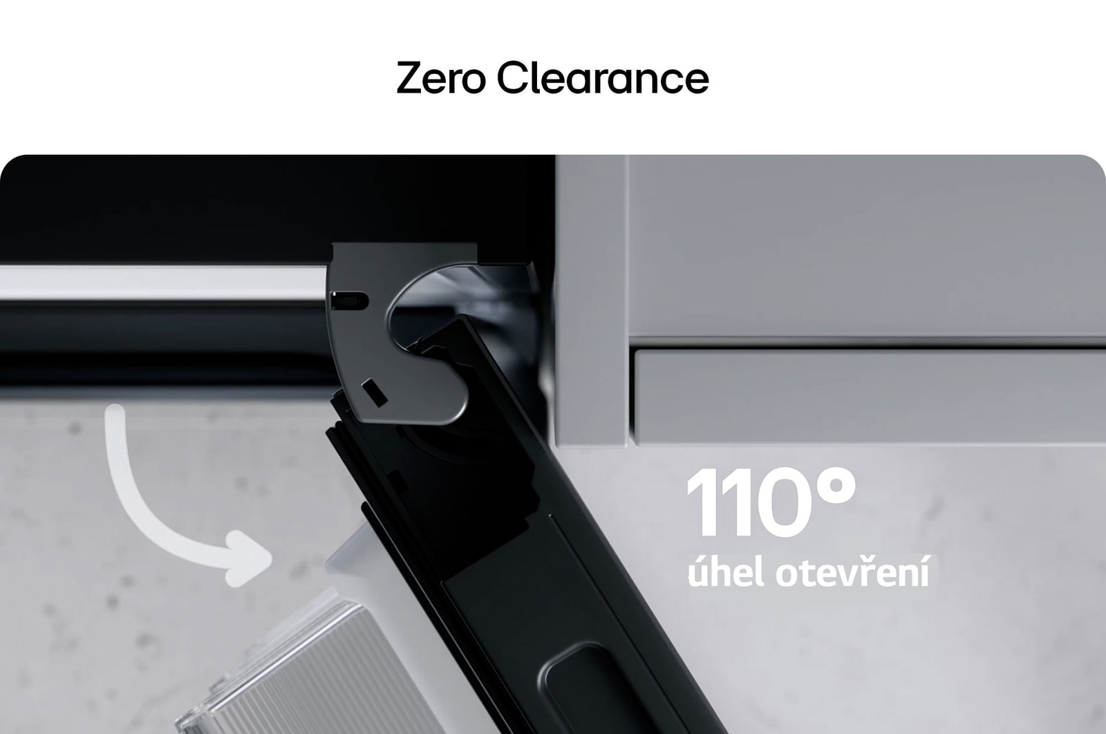 Pohled shora na chladničku s mrazničkou LG (gbbs726cpy) s matnou černou chladničkou vlevo a skříňkou vpravo