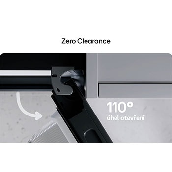 Pohled shora na chladničku s mrazničkou LG (gbbs726cpy) s matnou černou chladničkou vlevo a skříňkou vpravo