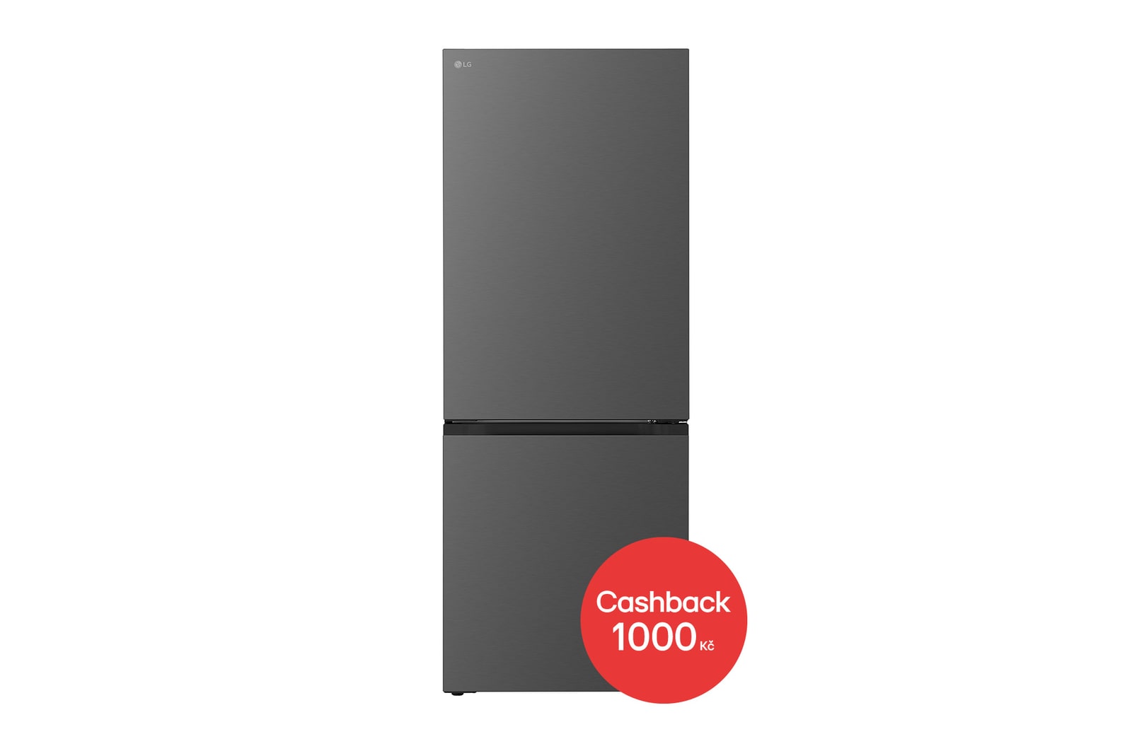 Čelní pohled na Kombinovaná 70cm chladnička LG | C | 412 l | Smart Invertorový kompresor | Černá/šedá GBBW312CEV