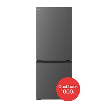 Čelní pohled na Kombinovaná 70cm chladnička LG | C | 412 l | Smart Invertorový kompresor | Černá/šedá GBBW312CEV