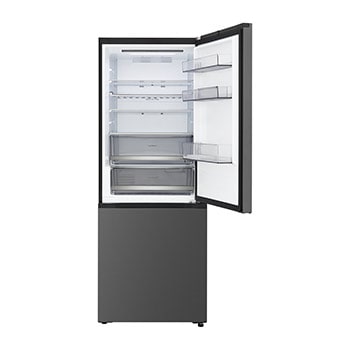LG fridge freezer (GBBW726AEV) top view with matte black fridge on left and cabinet wall on right