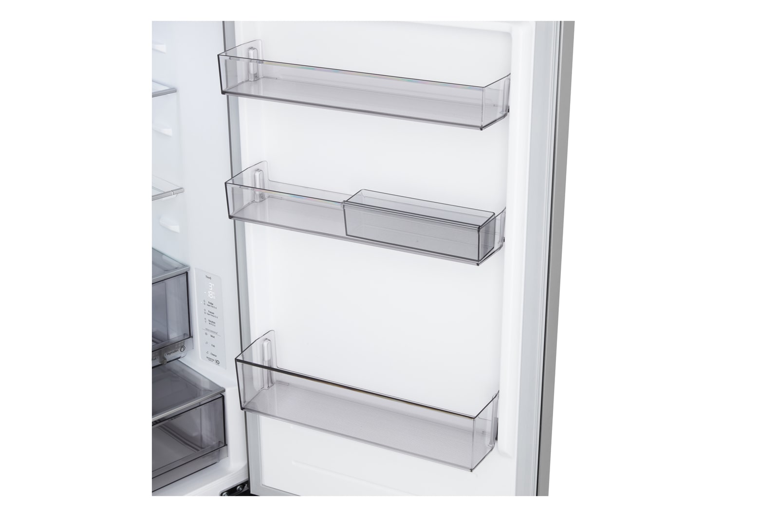 Přední pohled na chladničku s mrazničkou LG (gbbs726cpy) s ventilací DoorCooling+™