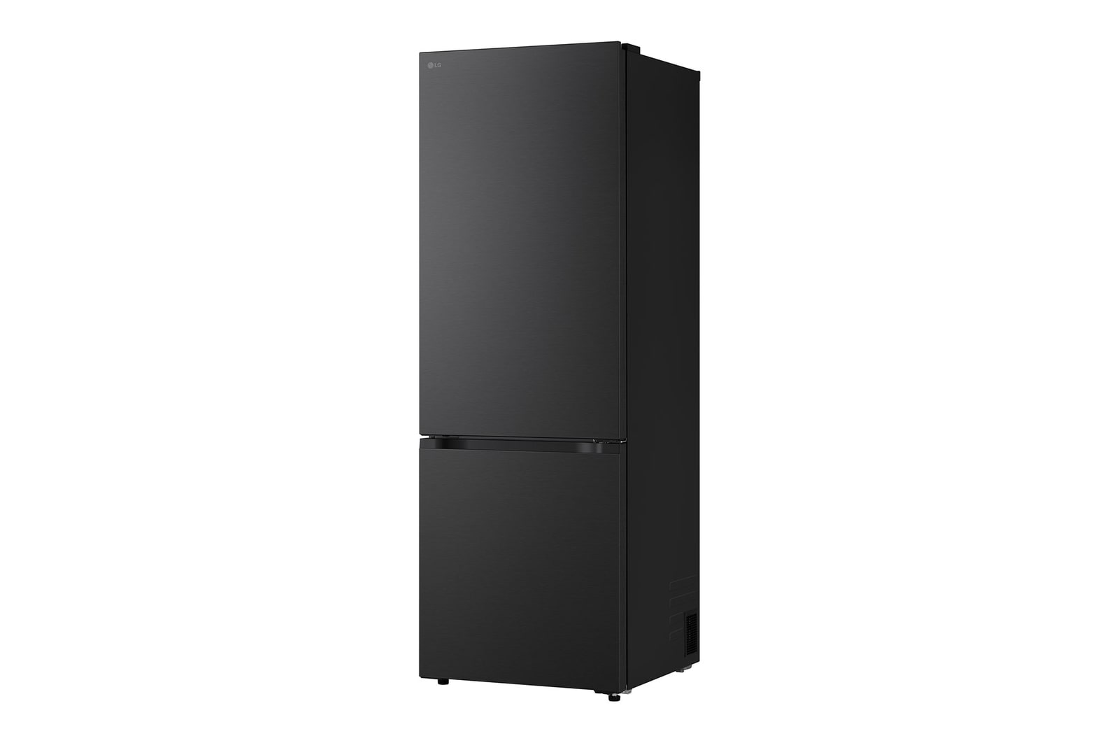 LG fridge freezer (GBBW726AEV) shelf highlighted in blue with arrows up and down right image shows folded shelf holding two water bottles