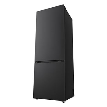 LG fridge freezer (GBBW726AEV) built into dark brown cabinetry with window and sofa on left and sink on right