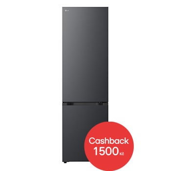 Čelní pohled na Kombinovaná 70cm chladnička LG | C | 465 l | Smart Invertorový kompresor | Černá/šedá GBBW726CEV