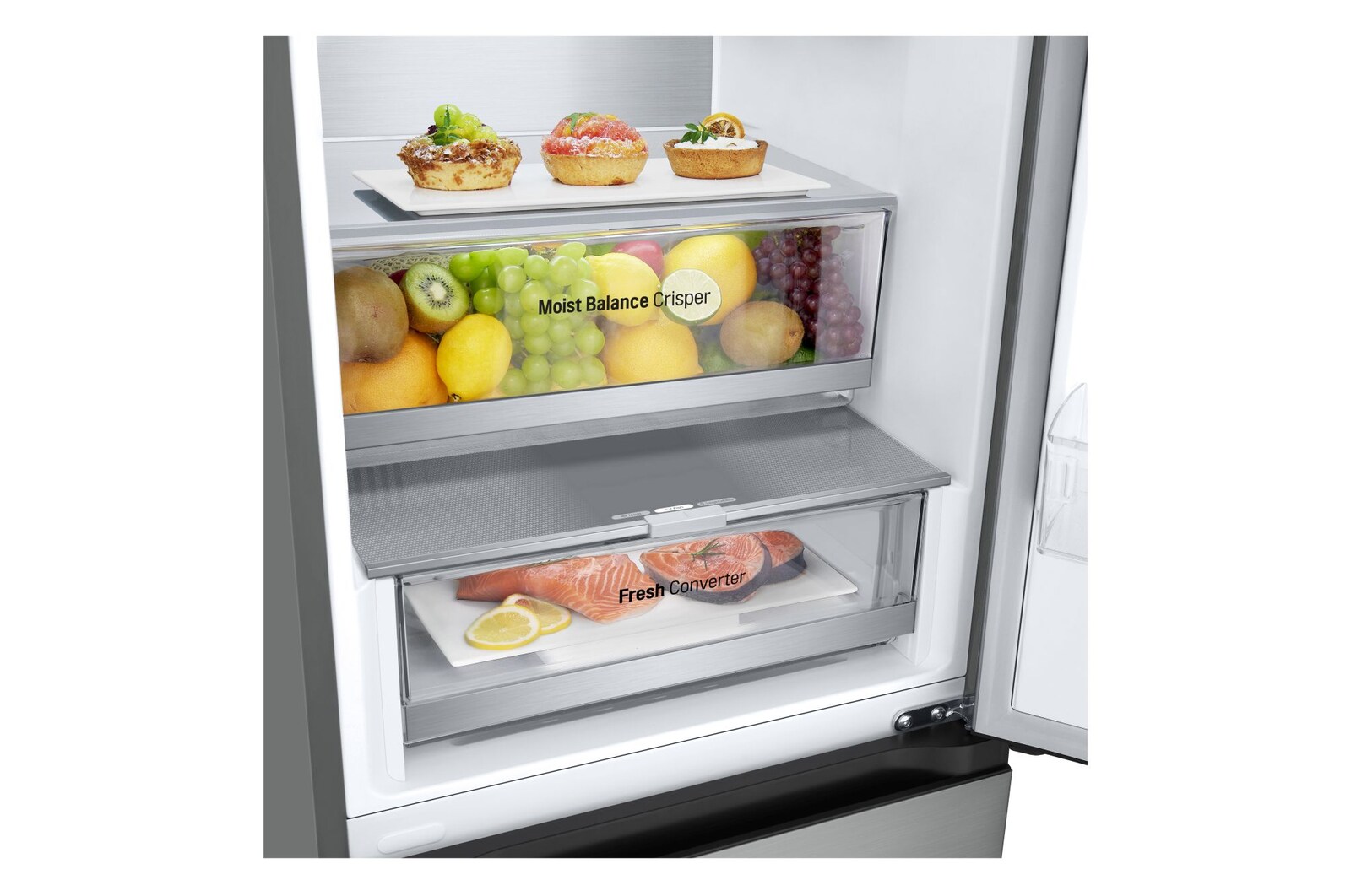 drawer view with food stored