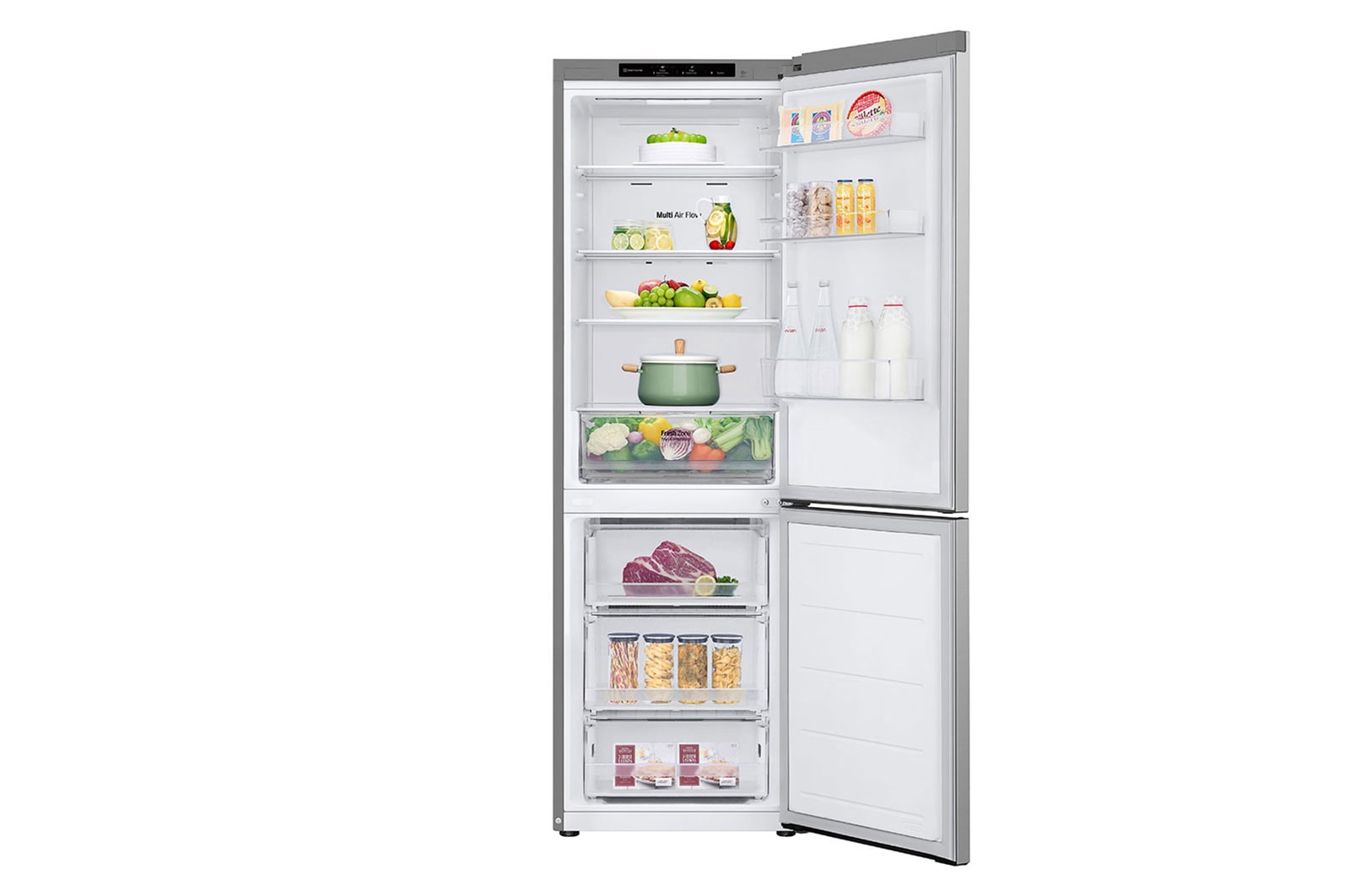 Front view with double door open with food