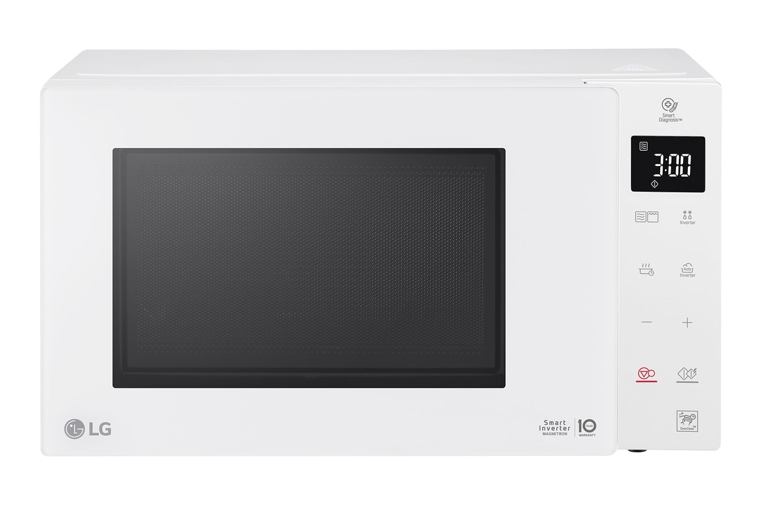 Pohled zepředu na mikrovlnnou troubu MH6535GIH v černé barvě s LED displejem. Dotykový panel pro ovládání funkcí