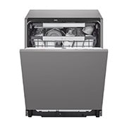 Pohled zepředu na LG Vestavná parní myčka nádobí LG, A, 14 sad nádobí QuadWash™, Noble Steel, DB976TKS