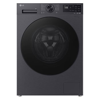 Čelní pohled na Slim parní pračka LG | 8 kg | A-30% | 1200 ot./min | TurboWash™360° | Černá/šedá F2X50S8TBB